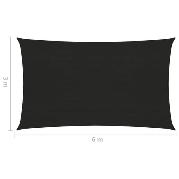 The Living Store solsejl 160 g/m² 3x6 m HDPE sort - Parasoller og solskærme