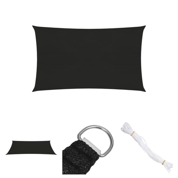 The Living Store solsejl 160 g/m² 3x6 m HDPE sort -  Parasoller og solskærme