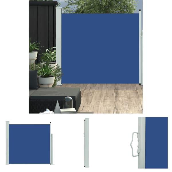 The Living Store sammenrullelig sidemarkise til terrassen 170 x 300 cm blå - Parasoller og solskærme