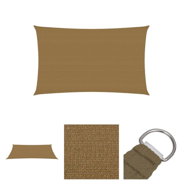The Living Store solsejl 160 g/m² 4x7 m HDPE gråbrun - Parasoller og solskærme