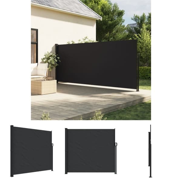 The Living Store Indragbar sidomarkis svart 180x500 cm - Parasoll & solskydd