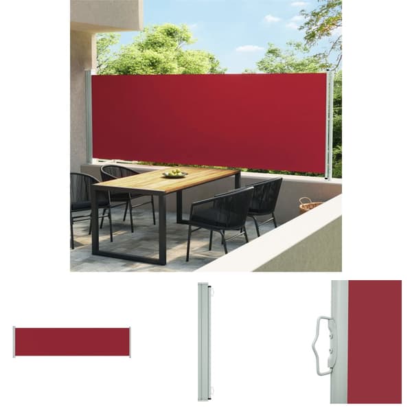 The Living Store Sisäänvedettävä terassin sivumarkiisi 600x160 cm punainen - Päivän- & aurinkovarjot