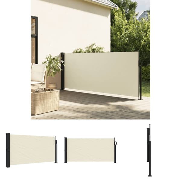 The Living Store Indragbar sidomarkis gräddvit 100x300 cm -  Parasoll & solskydd