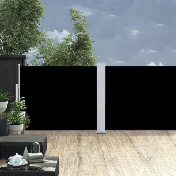 The Living Store Infällbar sidomarkis svart 140x1000 cm - Parasoll & solskydd