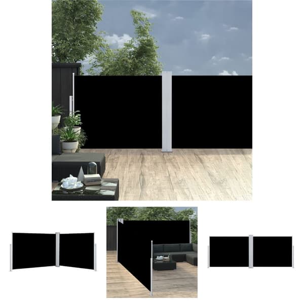 The Living Store Infällbar sidomarkis svart 140x1000 cm - Parasoll & solskydd