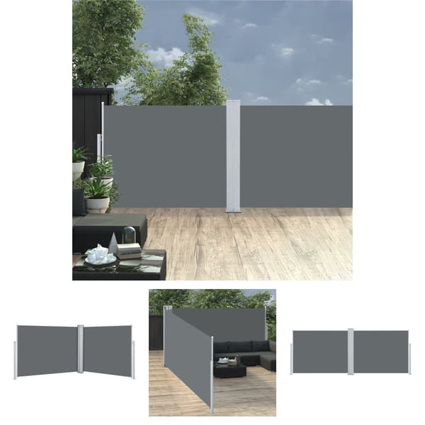 The Living Store Sisäänvedettävä sivumarkiisi 140x1000 cm antrasiitti - Päivän- & aurinkovarjot