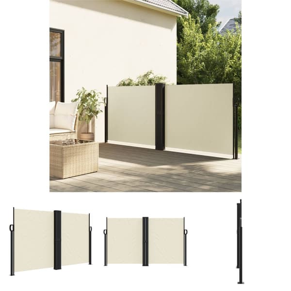 The Living Store Infällbar sidomarkis gräddvit 140x600 cm - Parasoll & solskydd