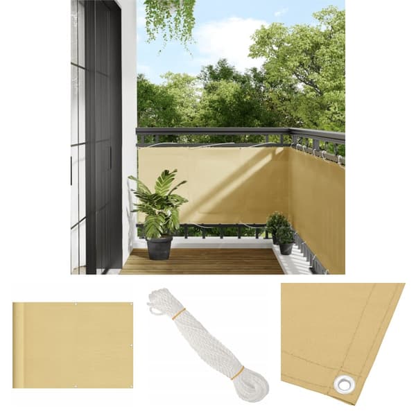 The Living Store Balkongskärm sand 75x300 cm 100% polyester oxford - Parasoll & solskydd