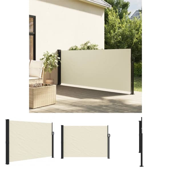 The Living Store Sisäänvedettävä sivumarkiisi kerma 140x500 cm - Päivän- & aurinkovarjot