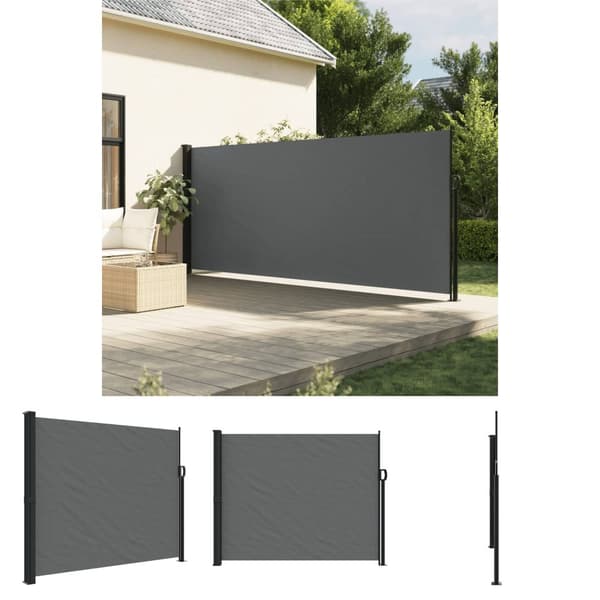 The Living Store Infällbar sidomarkis antracit 160x600 cm - Parasoll & solskydd