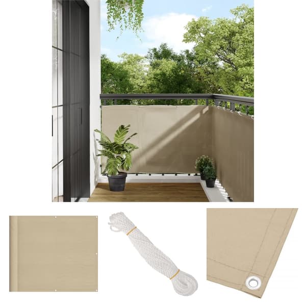 The Living Store altanafskærmning 90x1000 cm 100 % polyester beige -  Parasoller og solskærme