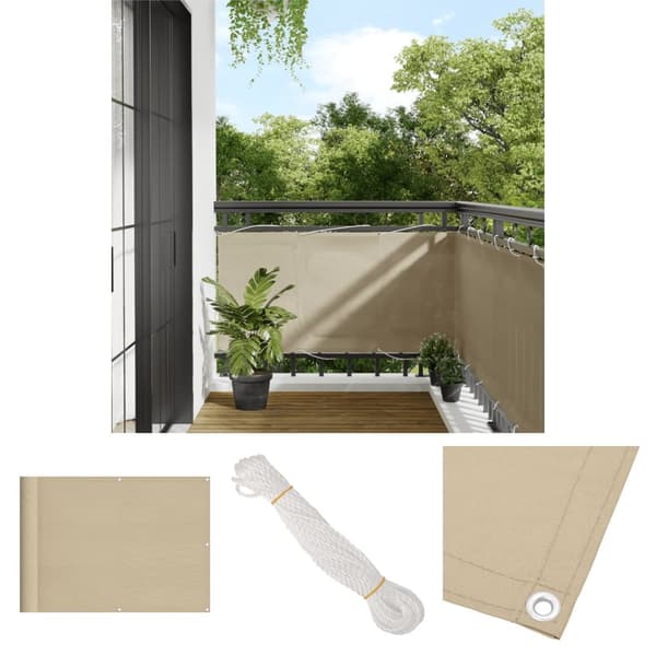 The Living Store Parvekesuoja beige 75x1000 cm 100% polyesteri Oxford kangas - Päivän- & aurinkovarjot