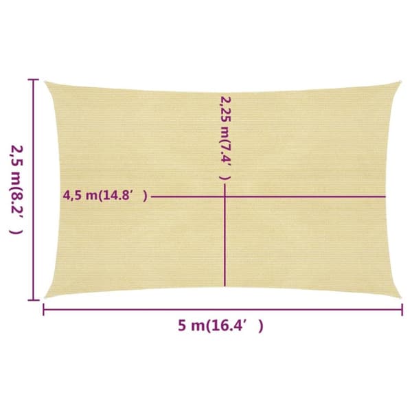 Parasoller og solskærme - Living solsejl 2,5x5 m 160 g/m² HDPE beige