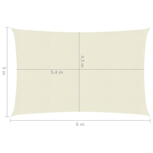 Parasoller og solskærme - Living solsejl 5x6 m 160 g/m² HDPE cremefarvet