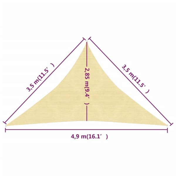 Parasoller og solskærme - Living solsejl 3,5x3,5x4,9 m 160 g/m² HDPE beige