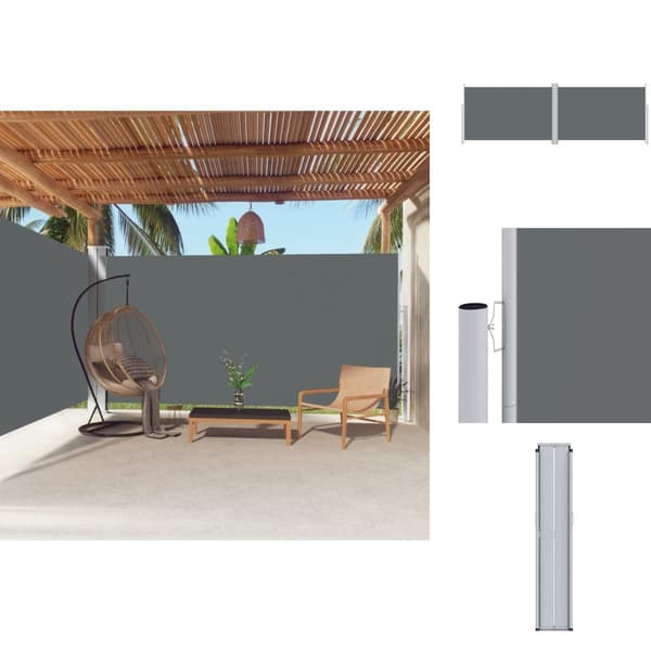 Parasoller og solskærme - Living sammenrullelig sidemarkise 200x600 cm antracitgrå