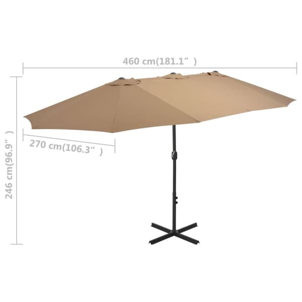 Parasoll & solskydd - Living Trädgårdsparasoll med aluminiumstång 460x270 cm taupe