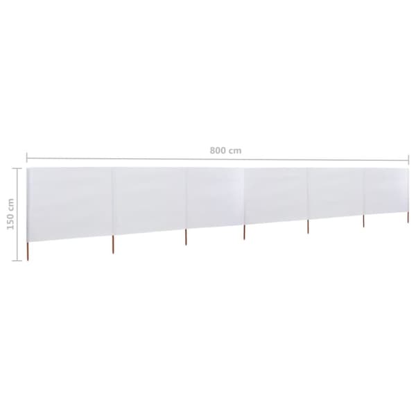 Päivän- & aurinkovarjot - Living Tuulensuojakangas 6 paneelilla 800x120 cm hiekanvalkoinen