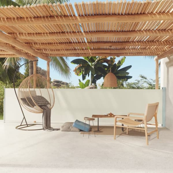Parasoll & solskydd - Living Infällbar sidomarkis 117x600 cm gräddvit