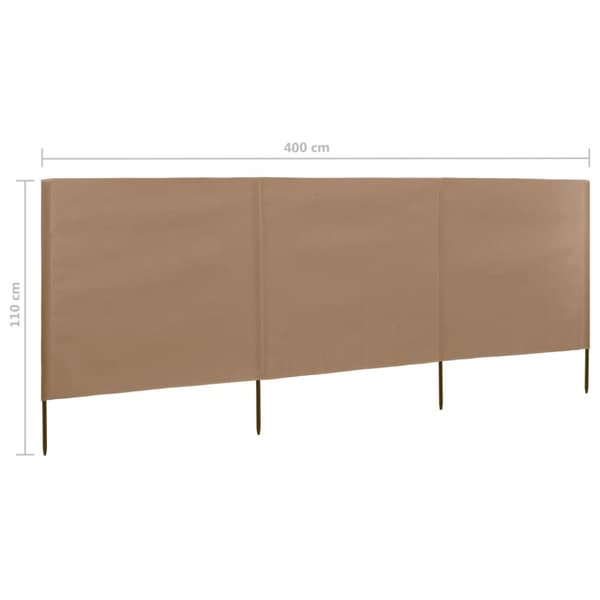 Päivän- & aurinkovarjot - Living Tuulensuojakangas 3 paneelilla 400x80 cm ruskeanharmaa