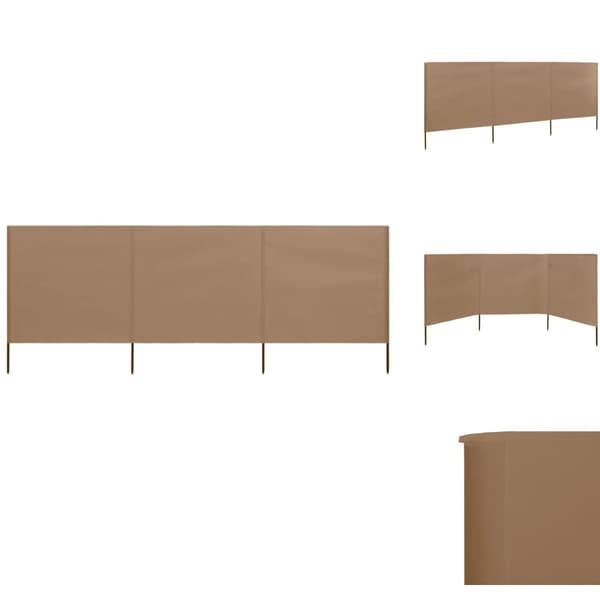 Päivän- & aurinkovarjot - Living Tuulensuojakangas 3 paneelilla 400x80 cm ruskeanharmaa