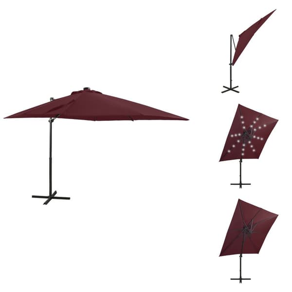 Parasoll & solskydd - Living Frihängande parasoll med stång och LED vinröd 250 cm