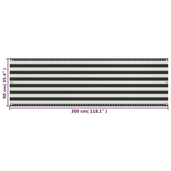 Päivän- & aurinkovarjot - Living Parvekkeen suoja HDPE 90x300 cm antrasiitti ja valkoinen