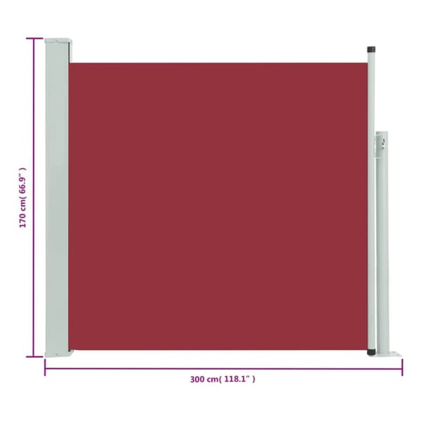 Parasoller og solskærme - Living sammenrullelig sidemarkise til terrassen 170 x 300 cm rød