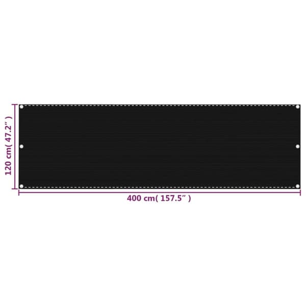 Päivän- & aurinkovarjot - Living Parvekkeen suoja musta 120x400 cm HDPE