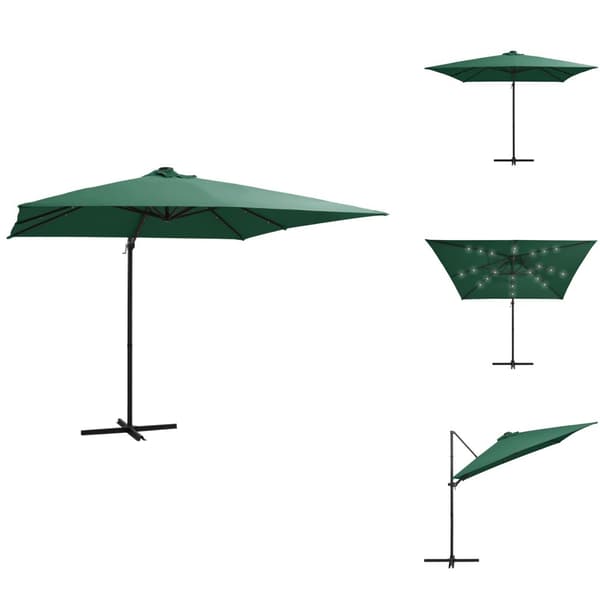 Parasoll & solskydd - Living Frihängande parasoll med LED och stålstång 250x250 cm grön