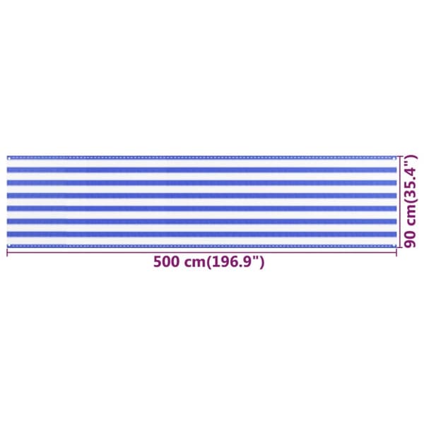 Päivän- & aurinkovarjot - Living Parvekkeen suoja sininen ja valkoinen 90x500 cm HDPE