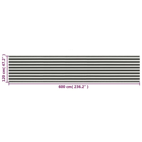 Päivän- & aurinkovarjot - Living Parvekkeen suoja HDPE 120x600 cm antrasiitti ja valkoinen
