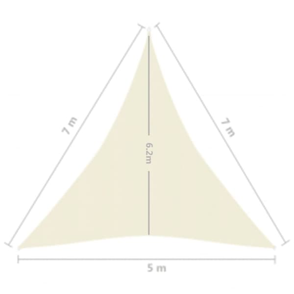 Parasoller og solskærme - Living solsejl 160 g/m² 5x7x7 m HDPE cremefarvet