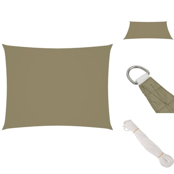Parasoller og solskærme - Living solsejl 6x8 m rektangulær oxfordstof beige