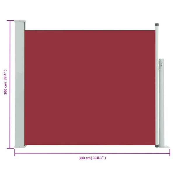Päivän- & aurinkovarjot - Living Sisäänvedettävä terassin sivumarkiisi 100x300 cm punainen