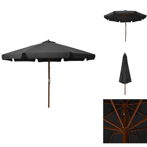 Parasoller og solskærme - Living udendørs parasol med træstang 330 cm antracitgrå