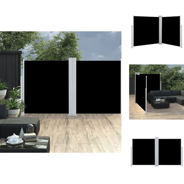 Päivän- & aurinkovarjot - Living Sisäänvedettävä sivumarkiisi 140x600 cm musta