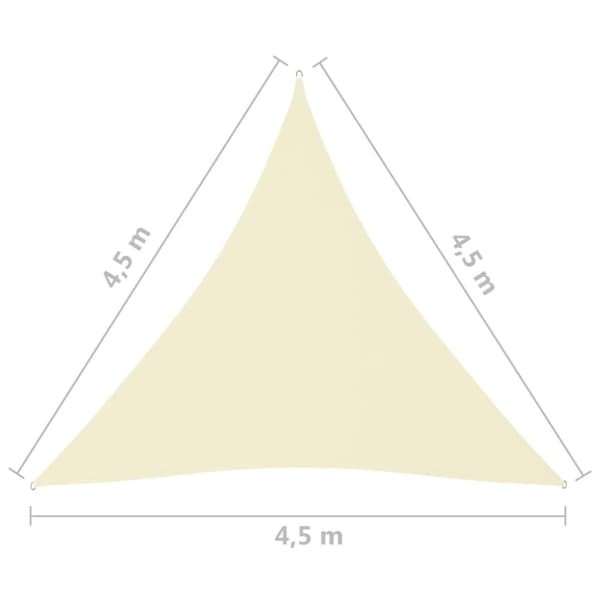 Parasoller og solskærme - Living solsejl 4,5x4,5x4,5 m trekantet oxfordstof cremefarvet