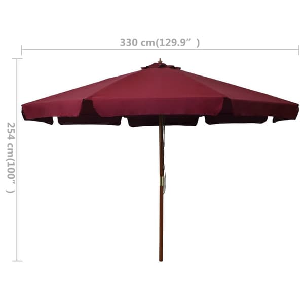 Päivän- & aurinkovarjot - Living Aurinkovarjo puurunko 330 cm viininpunainen