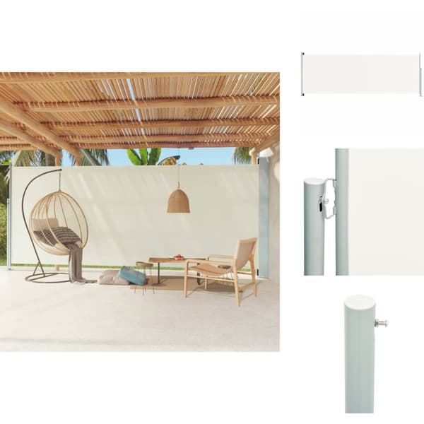Parasoller og solskærme - Living sammenrullelig sidemarkise til terrassen 220x600 cm cremefarvet