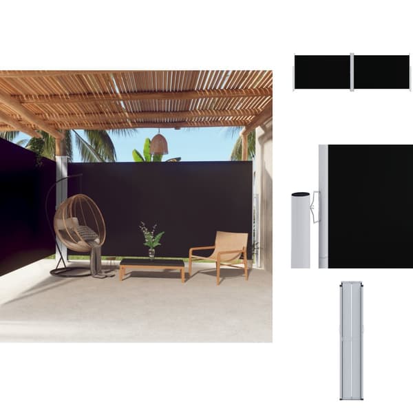 Parasoll & solskydd - Living Infällbar sidomarkis 200x600 cm svart
