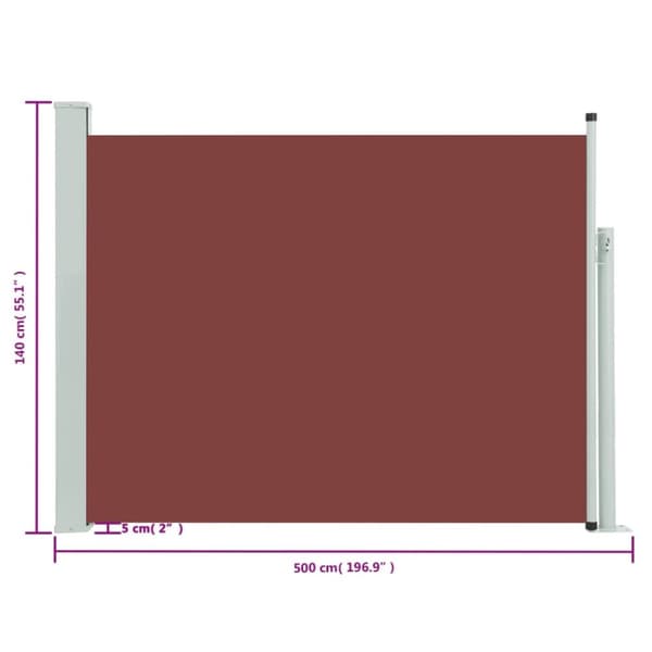 Päivän- & aurinkovarjot - Living Sisäänvedettävä terassin sivumarkiisi 140x500 cm ruskea