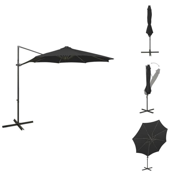 Parasoll & solskydd - Living Frihängande parasoll med stång och LED svart 300 cm