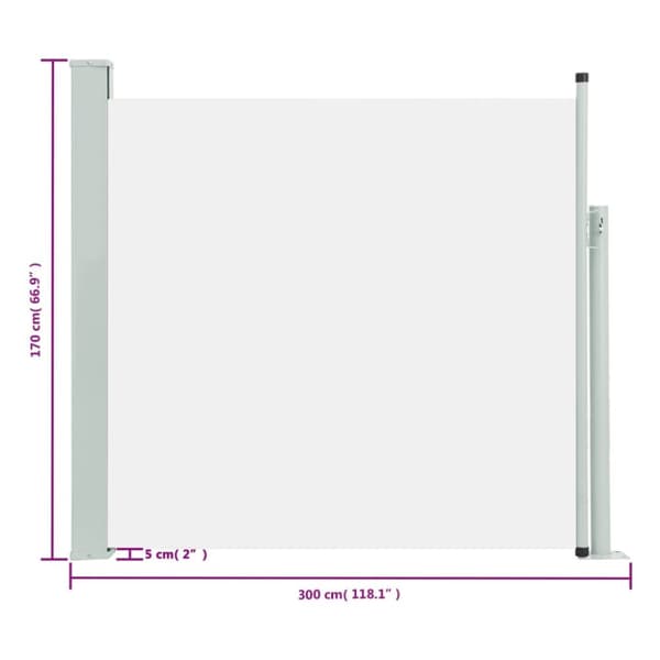 Parasoll & solskydd - Living Infällbar sidomarkis 170x300 cm gräddvit