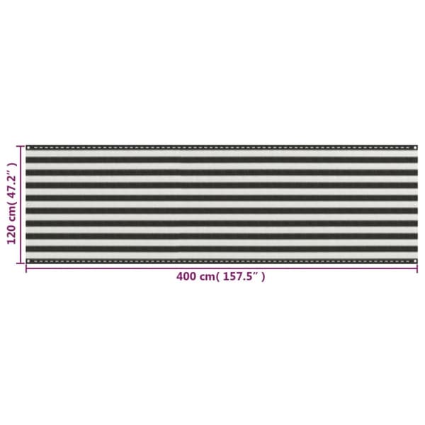 Päivän- & aurinkovarjot - Living Parvekkeen suoja HDPE 120x400 cm antrasiitti ja valkoinen