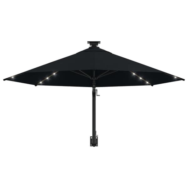 Päivän- & aurinkovarjot - Living Seinäkiinnitteinen aurinkovarjo LED ja tolppa 300 cm musta