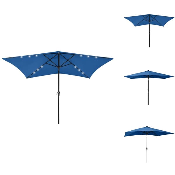 Parasoller og solskærme - Living parasol med stålstang og LED-lys 2x3 m sort