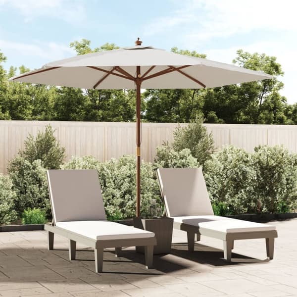 Parasoller og solskærme - Living haveparasol med træstang 299x240 cm sandfarvet