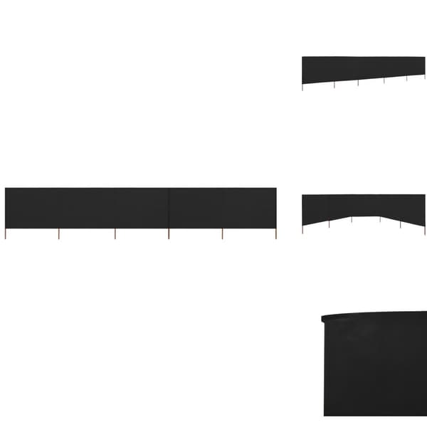 Parasoller og solskærme - Living 5-panels læsejl 600x160 cm stof sort