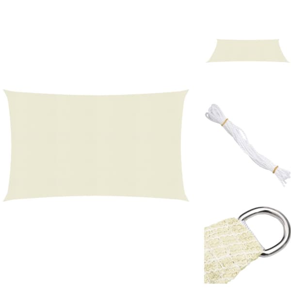 Parasoller og solskærme - Living solsejl 2,5x5 m 160 g/m² HDPE cremefarvet